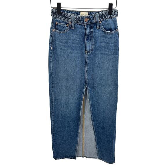 ALICE +‎ OLIVIA JEANS Rye Skirt Braided Denim Maxi Women's Size 24 Blue - Picture 5 of 9
